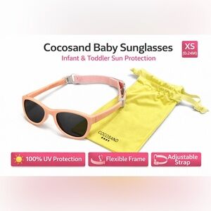 Cocosand Baby Sunglasses Peach + Strap XS (0–24M) UV Protection w/ Pouch
